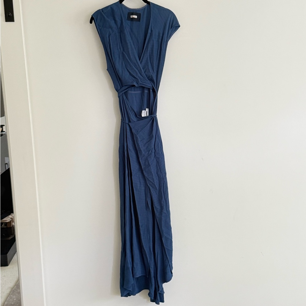 Reformation Blue wrap Maxi Dress with cut outs